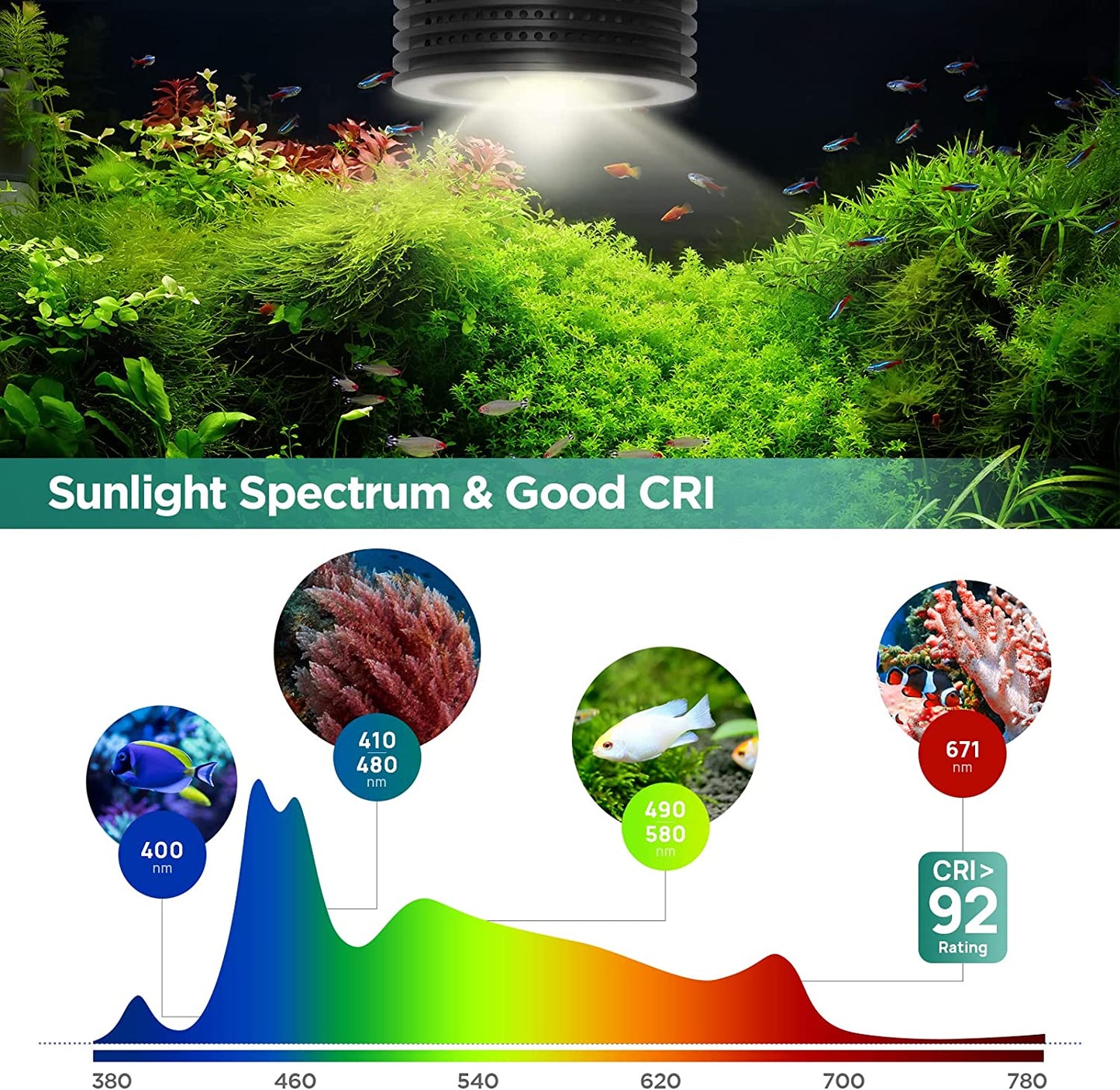 LED Aquarium Light, Planted Tank Light 4 Channels Remote Control 6500K Aquarium LED Light for Freshwater Fish Tank Refugium with Gooseneck (F20 18W Freshwater)