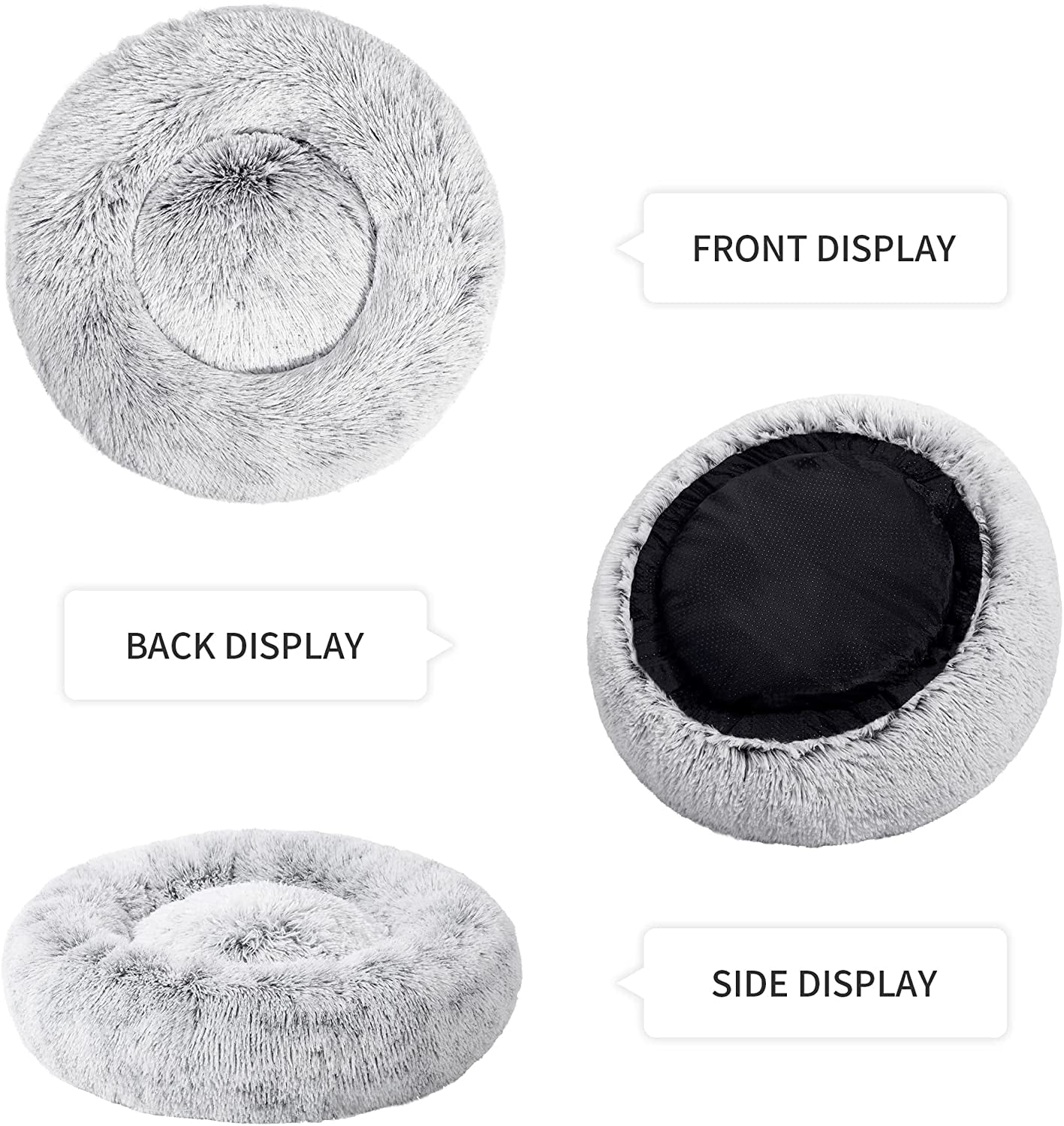 Cat Beds for Indoor Cats - Cat Bed with Machine Washable, Waterproof Bottom - Fluffy Dog and Cat Calming Cushion Bed for Joint-Relief and Sleep Improvement