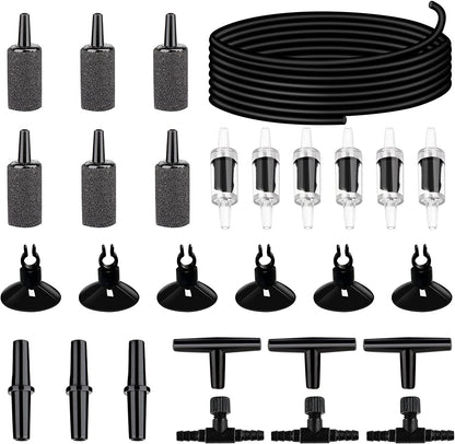 19.86/32.8/101.7 Feet Aquarium Airline Tubing Air Stone for Fish Tank Aquarium Check Value Aquarium Suction Cups Aquarium Air Controller and I T Connector