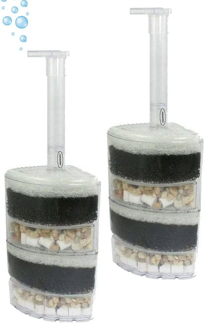 Corner Filter up to 40 Gal Ea. Air Driven Bio Sponge Ceramic for Fry Shrimp Fish Tank Aquarium