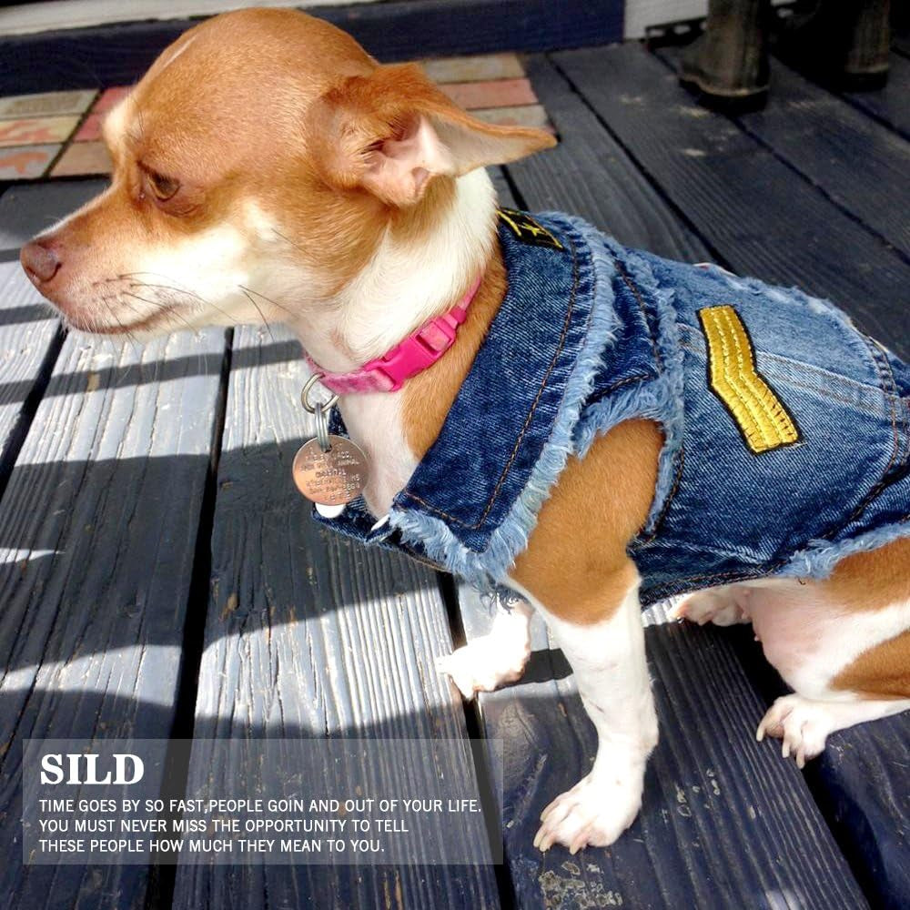 Pet Clothes Dog Jeans Jacket Cool Blue Denim Coat Small Medium Puppy Blue Vintage Washed Clothes Dogs Lapel Vests Classic Hoodies