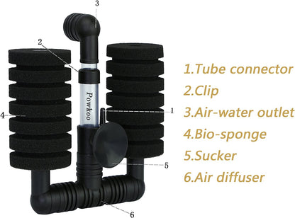 Aquarium Double Bio Sponge Filter Fish Tank Air Filter for Freshwater and Saltwater